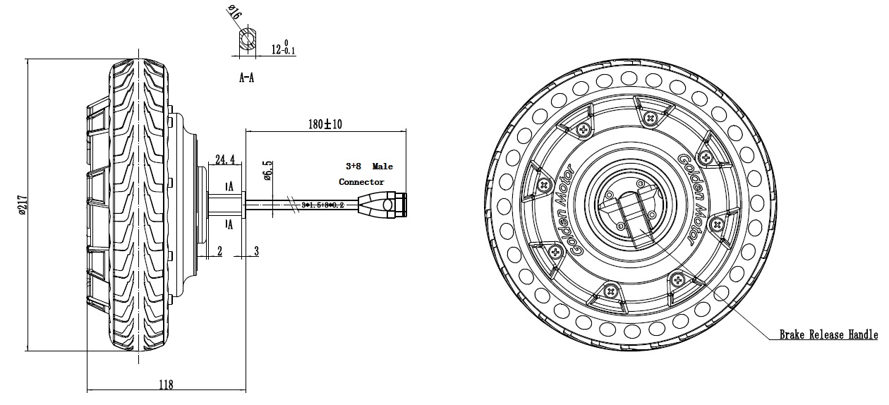 Мотор колесо для робота RDW08, 8"