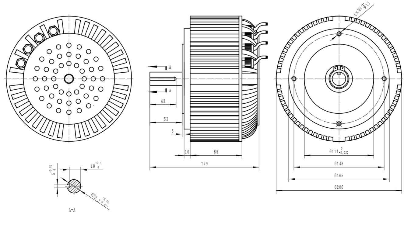 Электродвигатель HPM5000B BLDC 5 кВт купить на Goldenmotor.ru