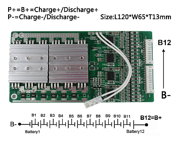 BMS LiFePO4 12S (36В-30A)