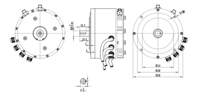 Электродвигатель GMR3000-24V (BLDC) с жидкостным охлаждением 3 кВт