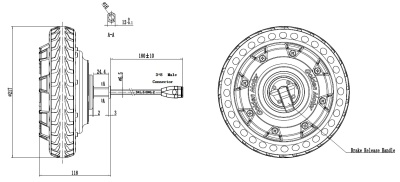 Мотор колесо для робота RDW08, 8"