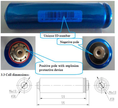 Ячейка Headway 38120SE, LiFePO4, 3.2В-10Ач