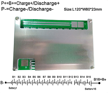 BMS LiFePO4 16S (48В-60A)