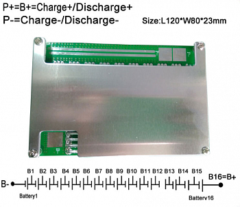 BMS LiFePO4 16S (48В-60A)
