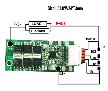 BMS LiFePO4 4S (12В-20A)