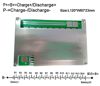 BMS LiFePO4 15S (48В-35A)