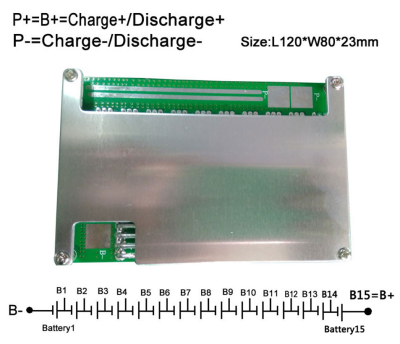 BMS LiFePO4 15S (48В-35A)