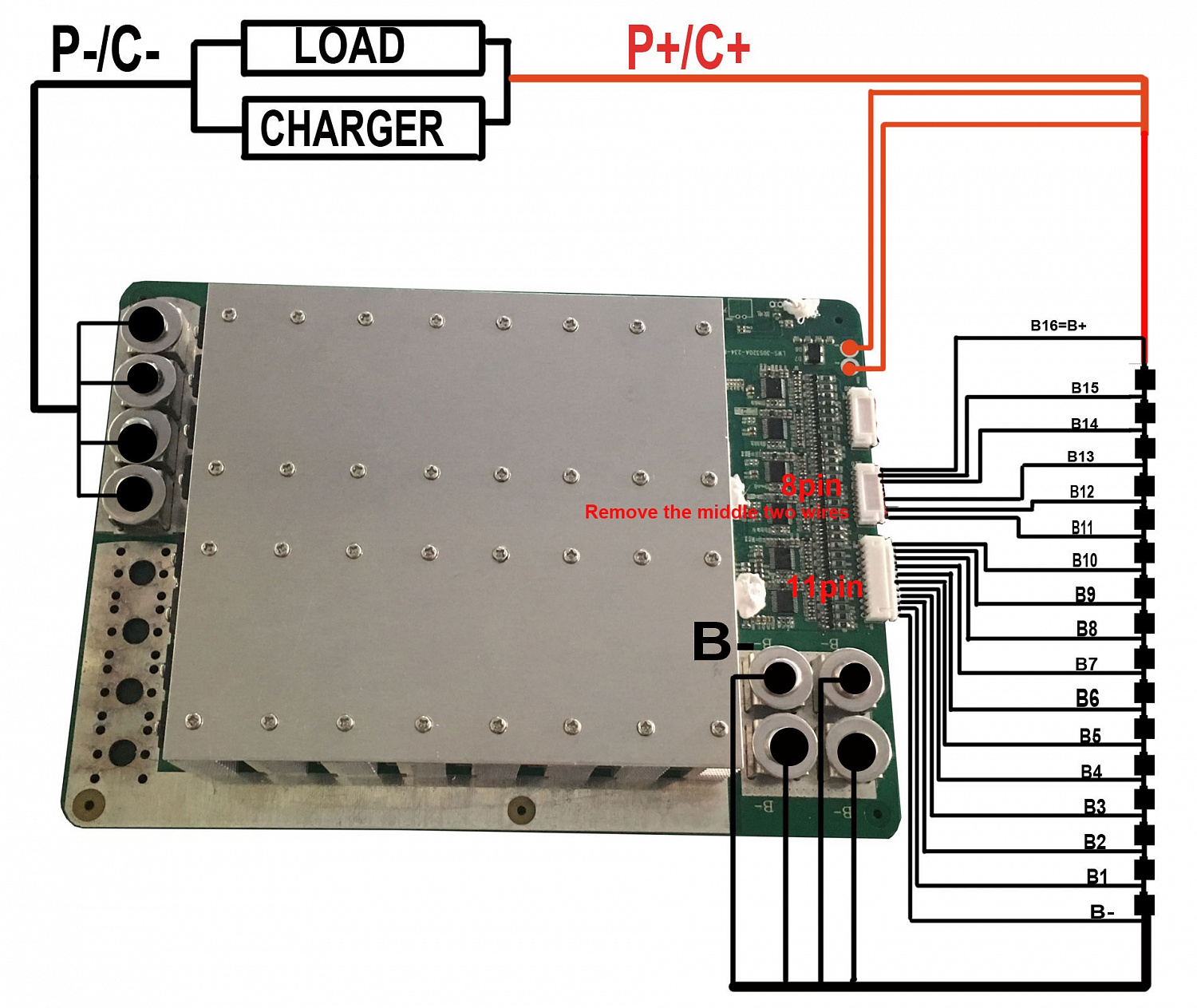 BMS для LiFePO4 16S (48В-250A)