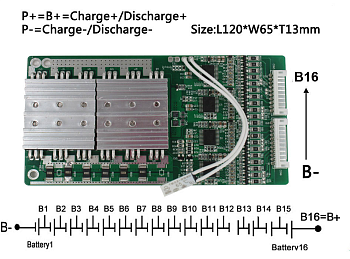 BMS LiFePO4 16S (48В-30A)