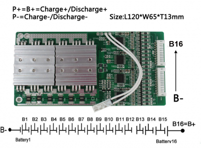 BMS LiFePO4 16S (48В-30A)