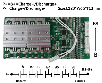 BMS LiFePO4 8S (24В-30A)